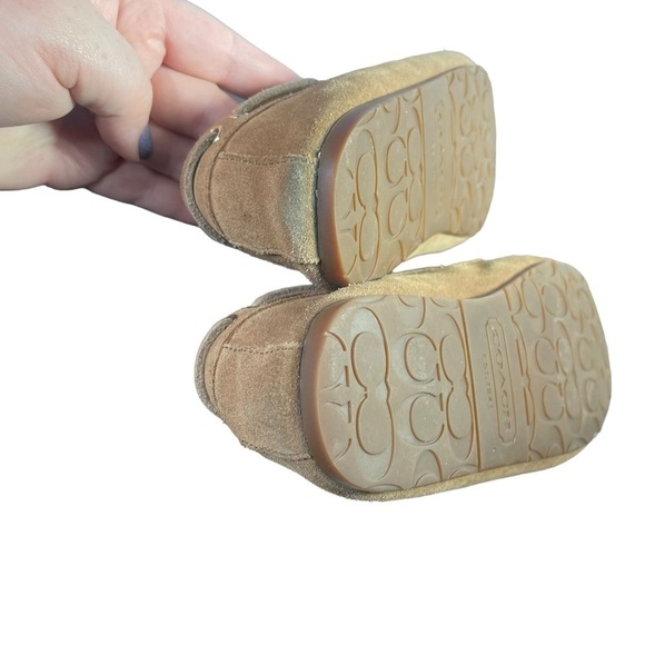 Coach Antonia Suede Shearling Tan Slip On Moccasin Slippers Sz 7.5 B - Picture 7 of 13